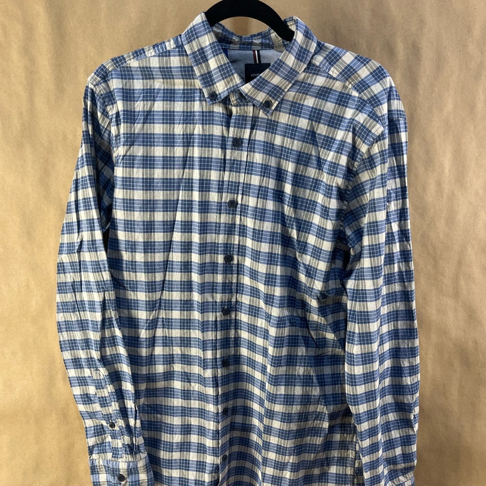 Strellson Blue & White Checkered Shirt (Men’s Size L)